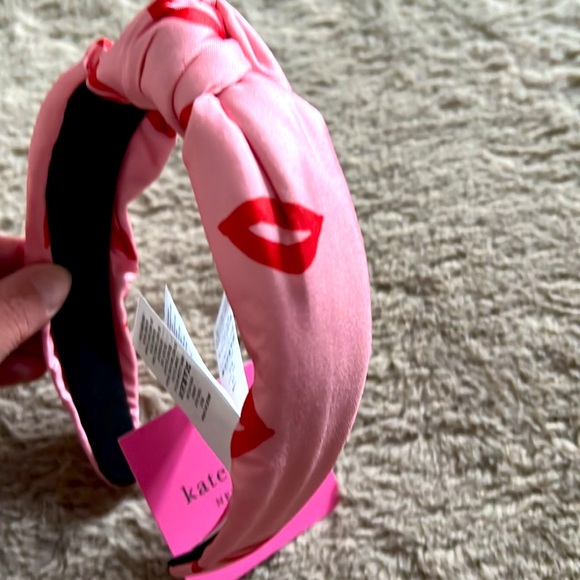 Kate Spade headband silk kisses pink w/red kisses OSFM NWT main image 5